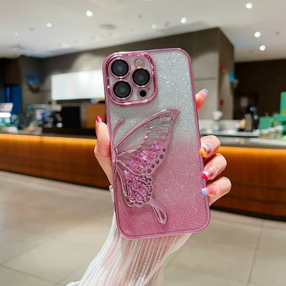 iPhone 14 Series Luxury 3D Glitter Butterfly Cute Case
