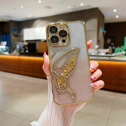 iPhone 14 Series Luxury 3D Glitter Butterfly Cute Case